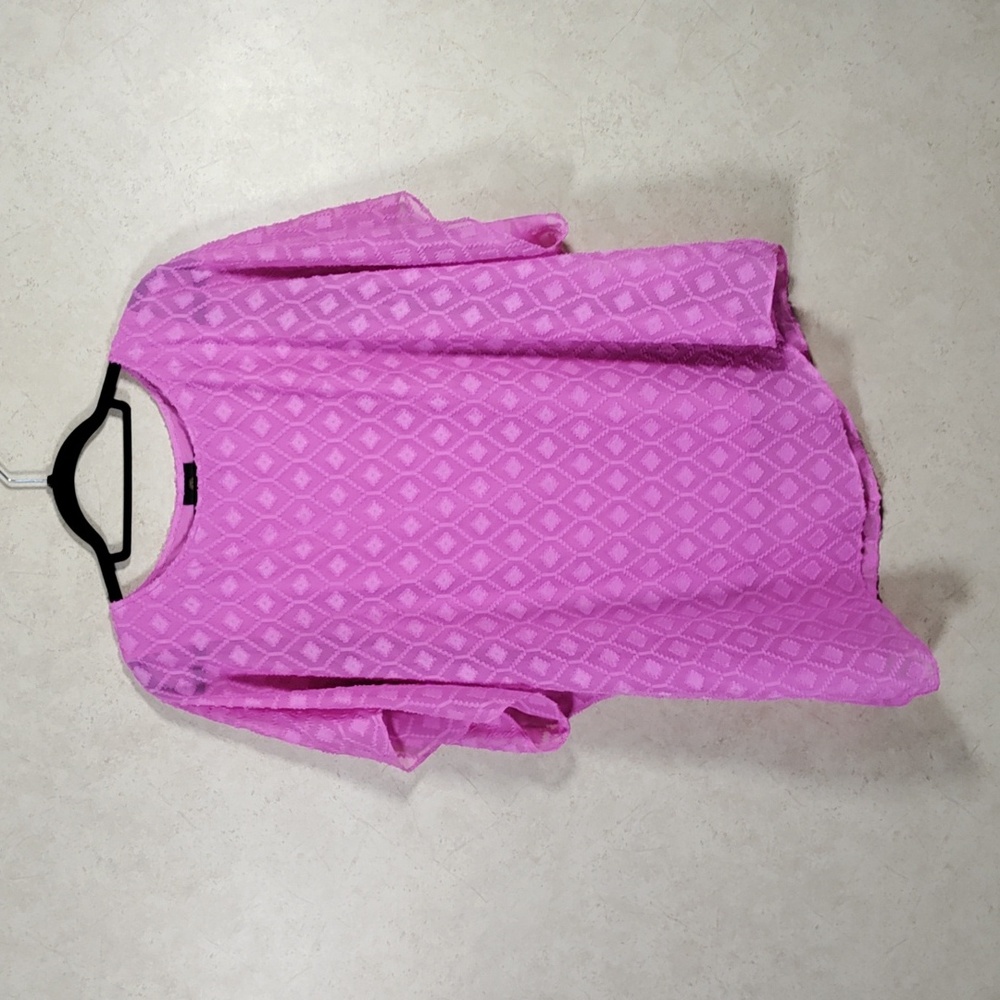 2/$10 05180 JM Collection fuchsia tank lined sheer tunic blouse M